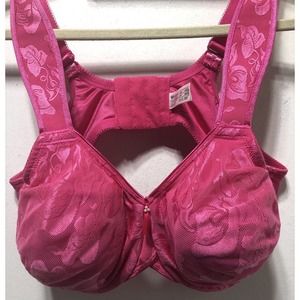 Wacoal Awareness Full Figure Sz 42D Bra Lace Front Underwire 85567 Dark Pink F3